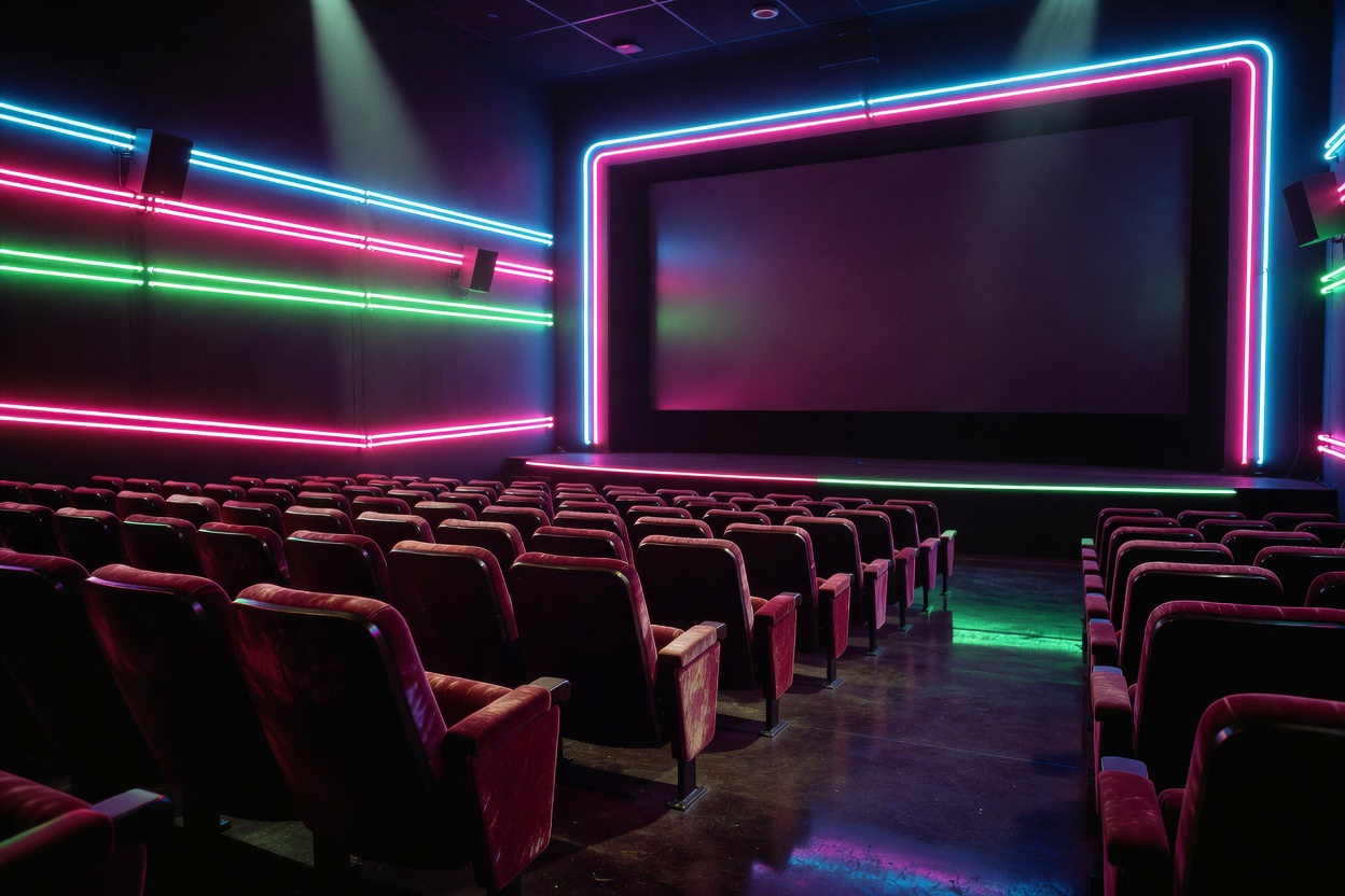 1980s Neon Cinema Screen Aesthetic